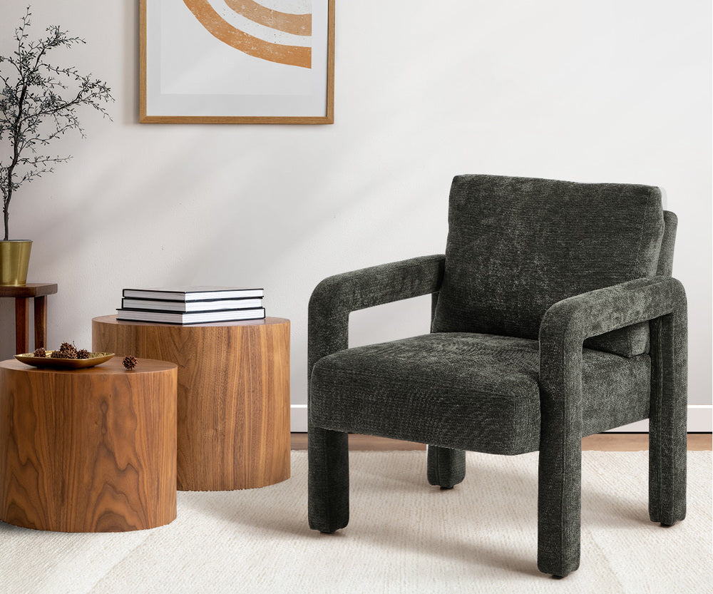 Oikiture Armchair Velvet Accent Chairs 1 Seater Lounge Sofa Chair Grey-Chest of Drawers-PEROZ Accessories
