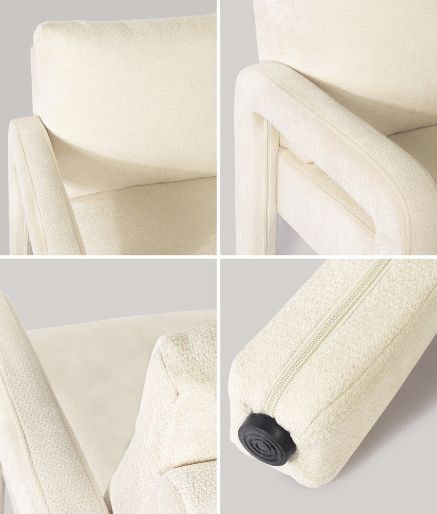 Oikiture Armchair Velvet Chairs 1 Seater Lounge Sofa Chair Beige-Chest of Drawers-PEROZ Accessories