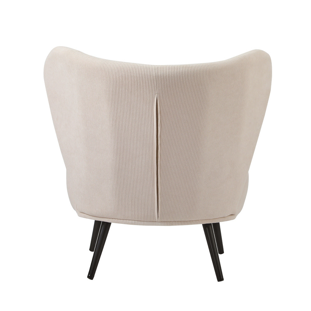 Oikiture Armchair with Lumbar Pillow Wingback Velvet Beige-Armchair-PEROZ Accessories