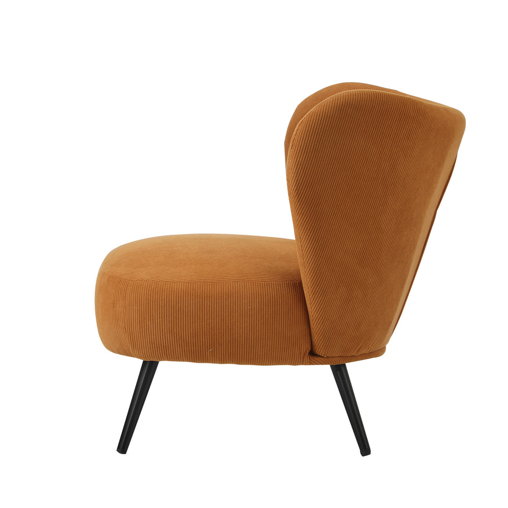 Oikiture Armchair with Lumbar Pillow Wingback Velvet Orange-Armchair-PEROZ Accessories