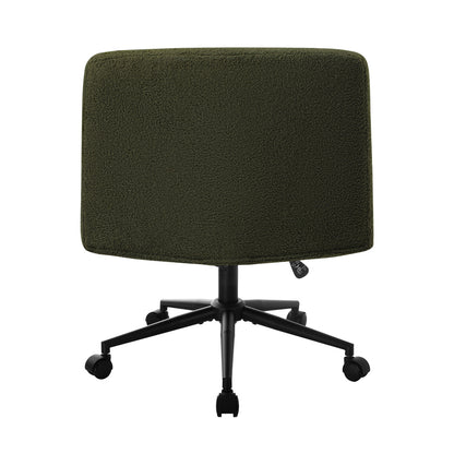 Oikiture Armless Office Chair Wide Seat with Wheels Boucle Green-Office Chair-PEROZ Accessories