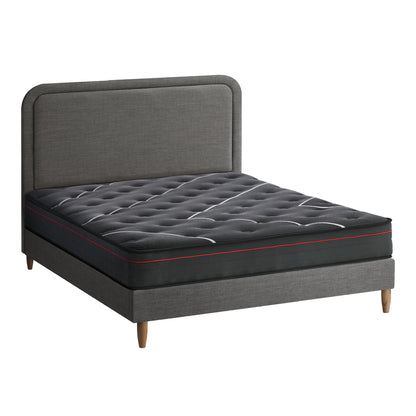 Oikiture Bed Frame Double Size Beds Platform with Mattress Grey Fabric-Bed Frame-PEROZ Accessories