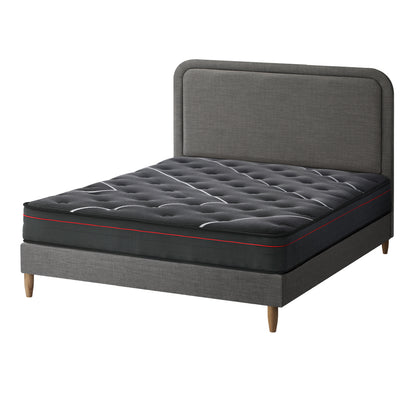 Oikiture Bed Frame Double Size Beds Platform with Mattress Grey Fabric-Bed Frame-PEROZ Accessories