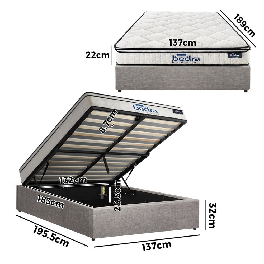 Oikiture Bed Frame Double Size Storage Platform with Mattress-Bed Frame-PEROZ Accessories