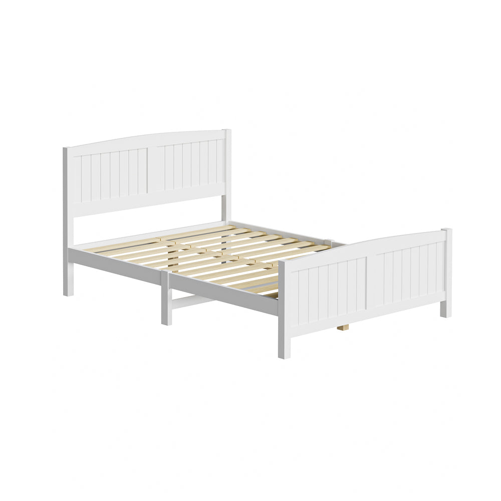 Oikiture Bed Frame Double Size Timber Platform White-Wooden Bed Frames-PEROZ Accessories
