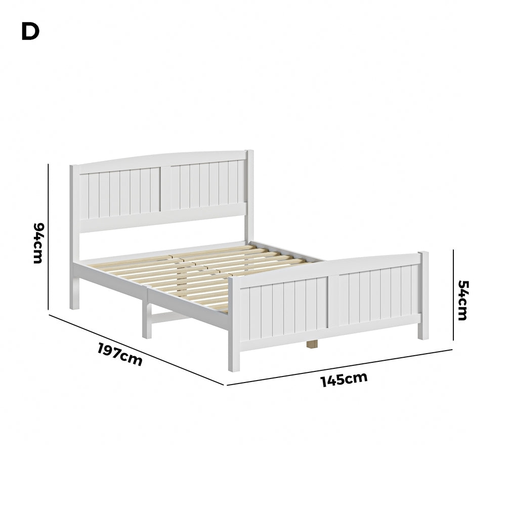 Oikiture Bed Frame Double Size Timber Platform White-Wooden Bed Frames-PEROZ Accessories