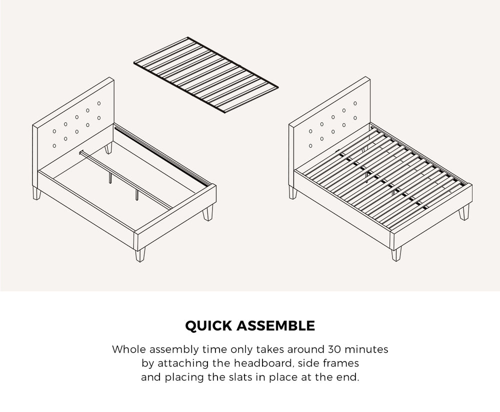 Oikiture Bed Frame Double Size Wooden Beds with Mattress White-Bed Frame-PEROZ Accessories