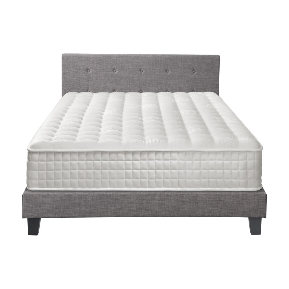 Oikiture Bed Frame Double Size Wooden Platform Beds with Mattress Grey-Bed Frame-PEROZ Accessories