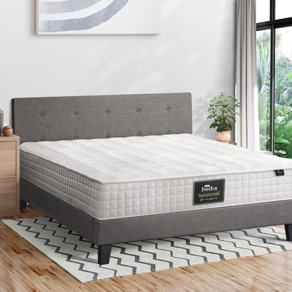 Oikiture Bed Frame Double Size Wooden Platform Beds with Mattress Grey-Bed Frame-PEROZ Accessories