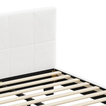 Oikiture Bed Frame King Single Base White Boucle TOFU-Bed Frame-PEROZ Accessories
