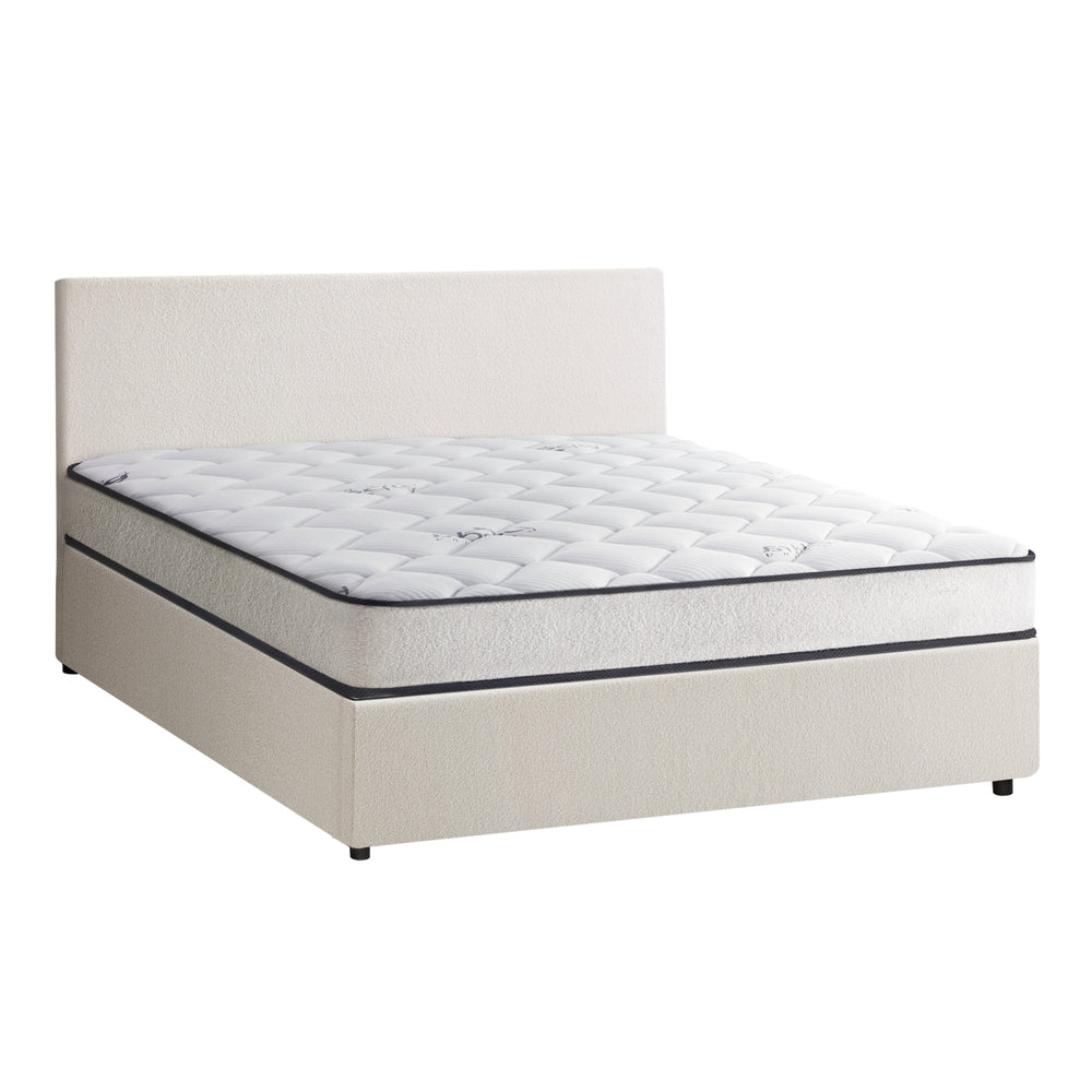 Oikiture Bed Frame King Single Size Boucle Beds With Mattress Set-Bed Frame-PEROZ Accessories