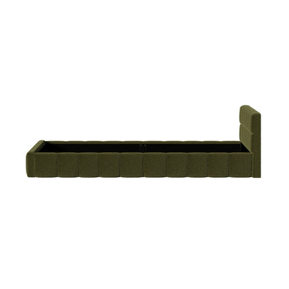 Oikiture Bed Frame King Single Size Tufted Headboard Green Boucle-Bed Frame-PEROZ Accessories