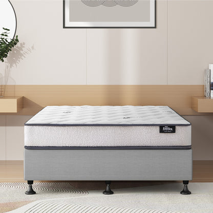 Oikiture Bed Frame King Single Size Upholstered with Mattress Beige-Bed Frame-PEROZ Accessories