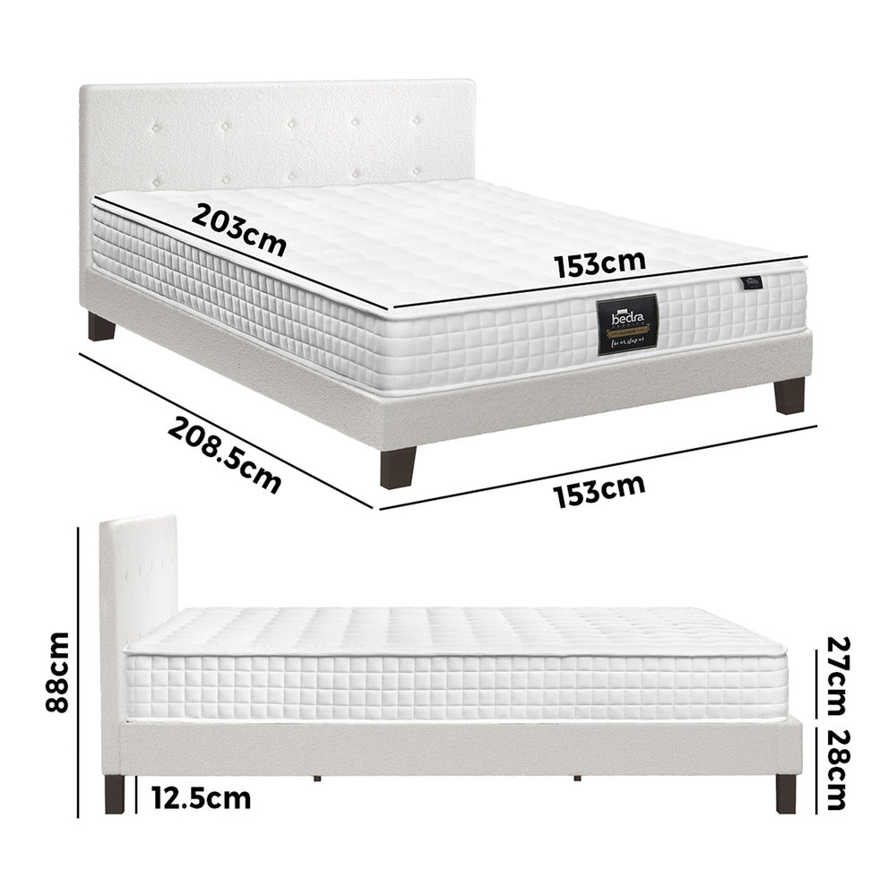 Oikiture Bed Frame King Single Size Wooden Beds with Mattress White-Bed Frame-PEROZ Accessories