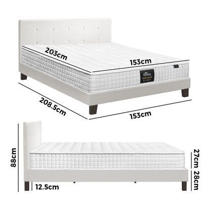 Oikiture Bed Frame King Single Size Wooden Beds with Mattress White-Bed Frame-PEROZ Accessories