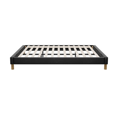 Oikiture Bed Frame King Size Bed Base Black Leather-Bed Frame-PEROZ Accessories