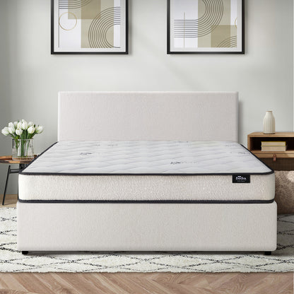 Oikiture Bed Frame King Size Gas Lift Boucle Beds With Mattress Set-Bed Frame-PEROZ Accessories