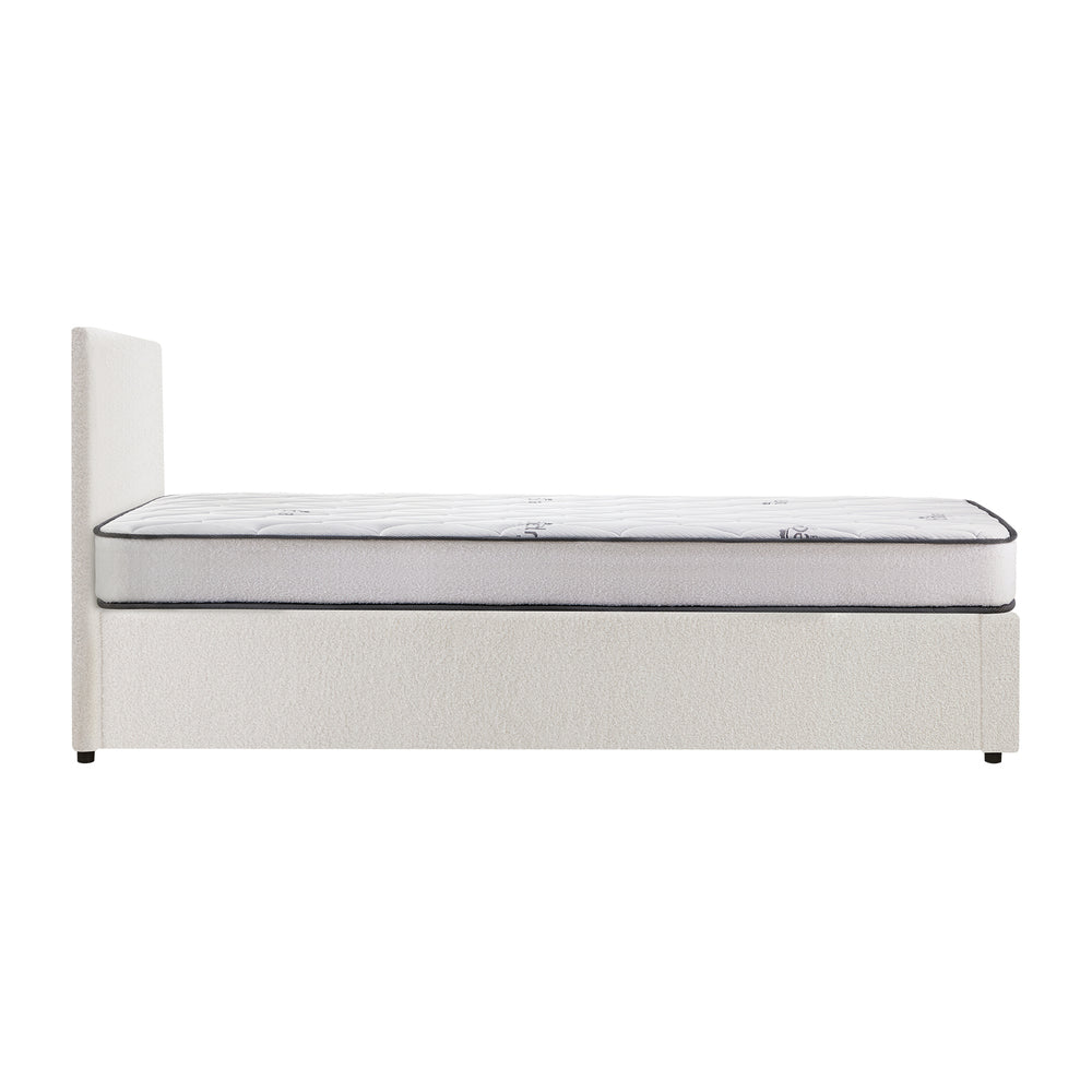 Oikiture Bed Frame King Size Gas Lift Boucle Beds With Mattress Set-Bed Frame-PEROZ Accessories