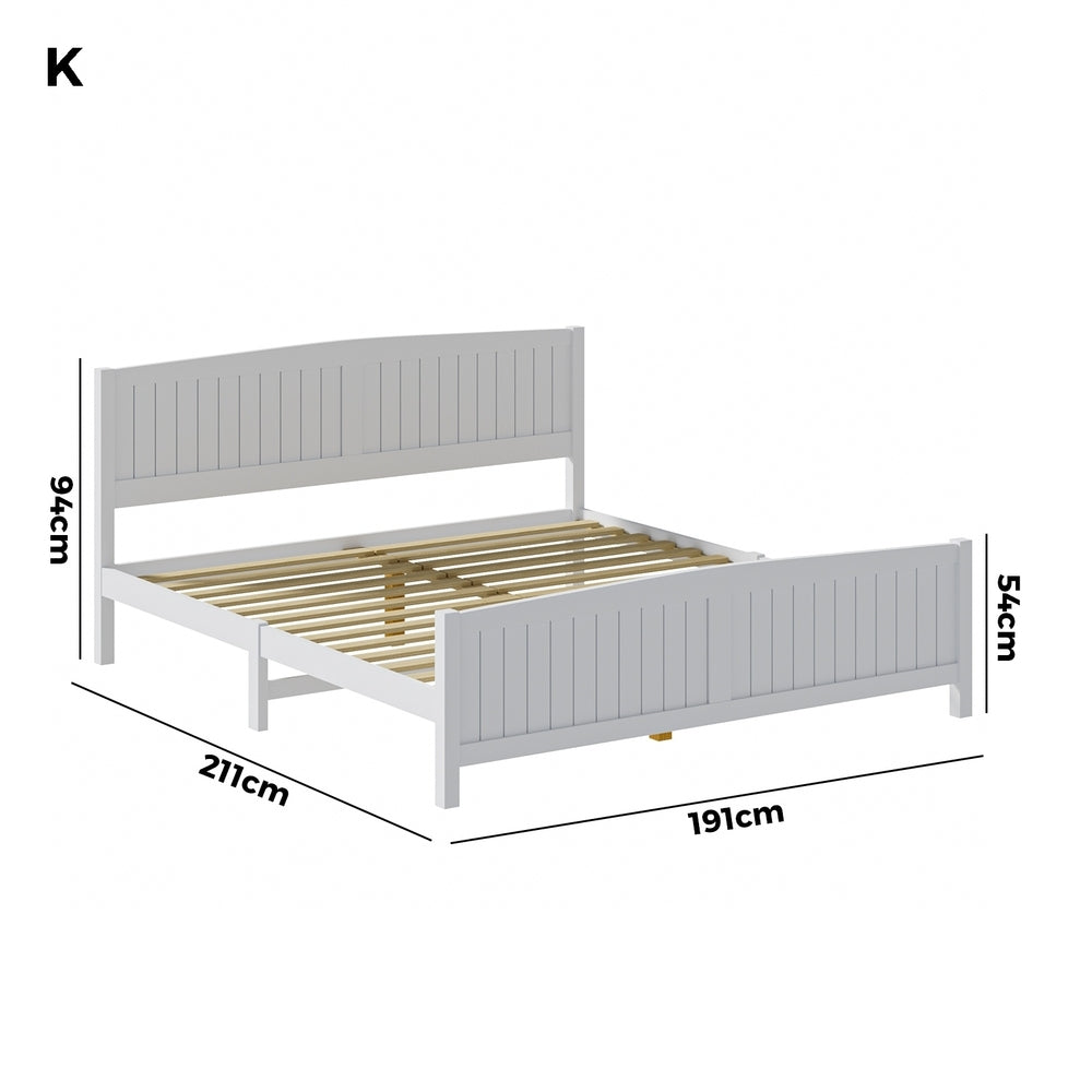 Oikiture Bed Frame King Size Timber Platform White-Wooden Bed Frames-PEROZ Accessories