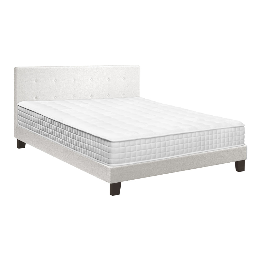 Oikiture Bed Frame King Size Wooden Platform Beds with Mattress White-Bed Frame-PEROZ Accessories