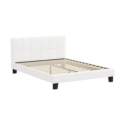 Oikiture Bed Frame Queen Size Base White Boucle TOFU-Bed Frame-PEROZ Accessories
