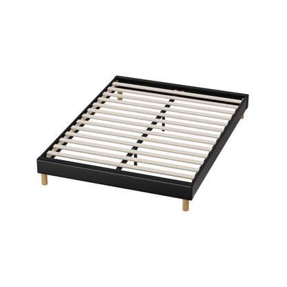 Oikiture Bed Frame Queen Size Bed Base Black Leather-Bed Frame-PEROZ Accessories