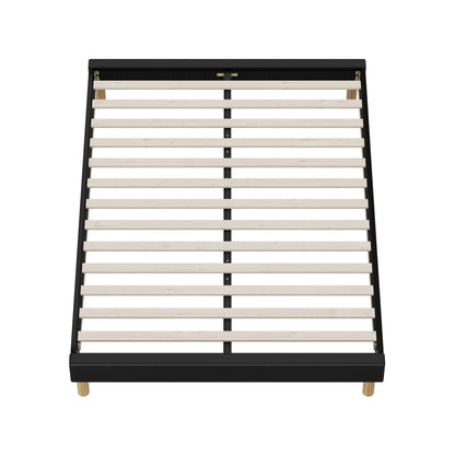 Oikiture Bed Frame Queen Size Bed Base Black Leather-Bed Frame-PEROZ Accessories