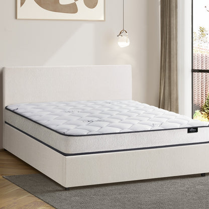 Oikiture Bed Frame Queen Size Gas Lift Boucle Beds With Mattress Set-Bed Frame-PEROZ Accessories