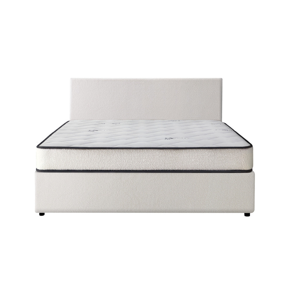 Oikiture Bed Frame Queen Size Gas Lift Boucle Beds With Mattress Set-Bed Frame-PEROZ Accessories