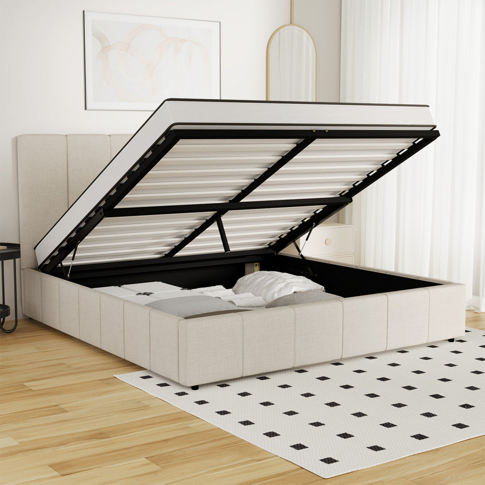 Oikiture Bed Frame Queen Size Gas Lift Storage Base VISH-Bed Frame-PEROZ Accessories