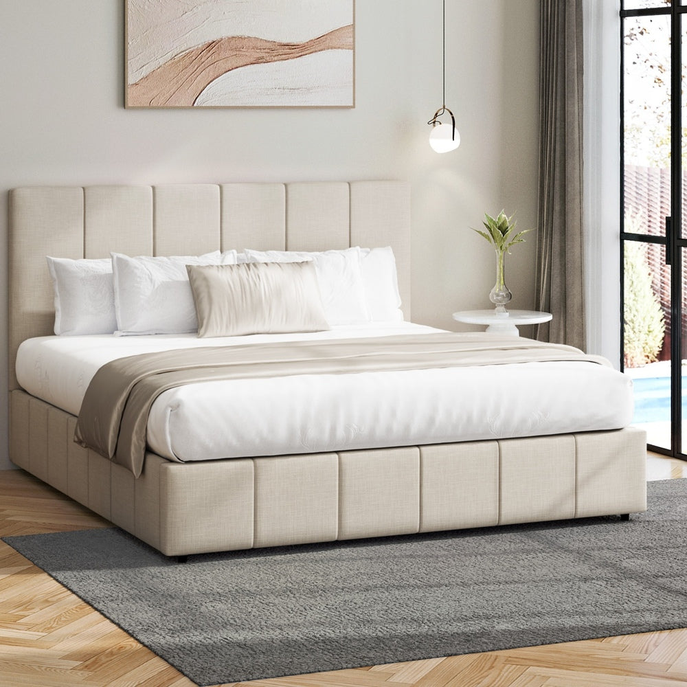Oikiture Bed Frame Queen Size Gas Lift Storage Base VISH-Bed Frame-PEROZ Accessories