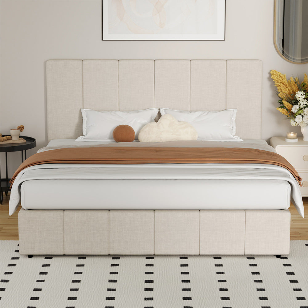 Oikiture Bed Frame Queen Size Gas Lift Storage Base VISH-Bed Frame-PEROZ Accessories
