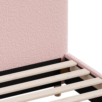 Oikiture Bed Frame Queen Size Pink Boucle Cloud Shape-Bed Frame-PEROZ Accessories