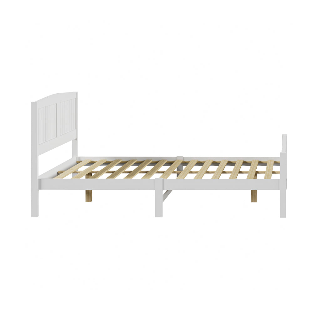 Oikiture Bed Frame Queen Size Timber Platform White-Wooden Bed Frames-PEROZ Accessories