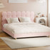 Oikiture Bed Frame Queen Size Tufted Bedhead Boucle Fabric Pink-Bed Frame-PEROZ Accessories