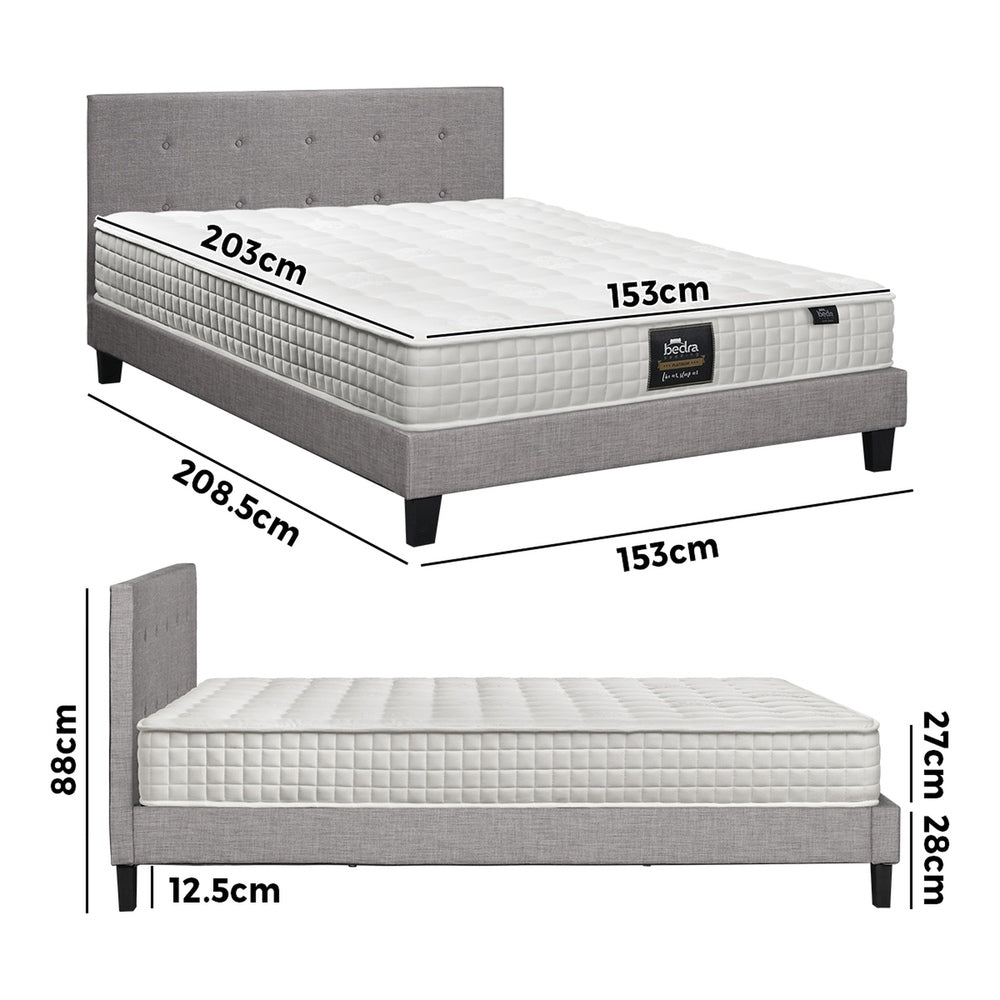 Oikiture Bed Frame Queen Size Wooden Platform Beds with Mattress Grey-Bed Frame-PEROZ Accessories