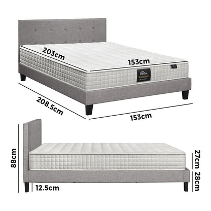 Oikiture Bed Frame Queen Size Wooden Platform Beds with Mattress Grey-Bed Frame-PEROZ Accessories