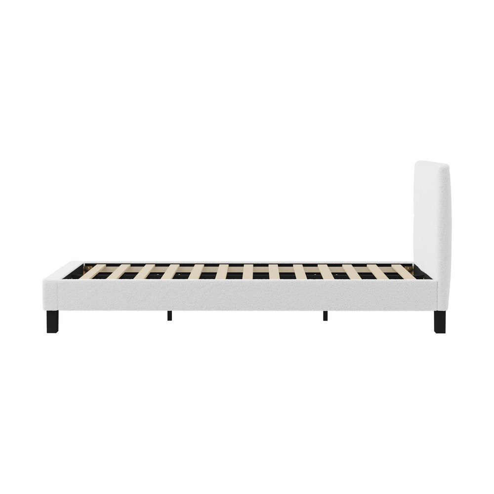 Oikiture Bed Frame Single Size Base White Boucle TOFU-Bed Frame-PEROZ Accessories