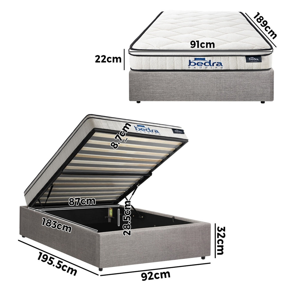 Oikiture Bed Frame Single Size Storage Platform with Mattress-Bed Frame-PEROZ Accessories