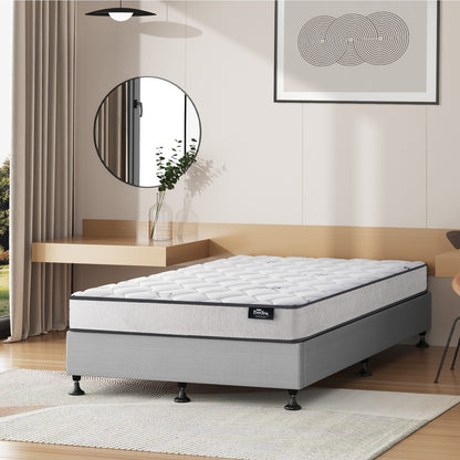 Oikiture Bed Frame Single Size Upholstered with Mattress Beige-Bed Frame-PEROZ Accessories