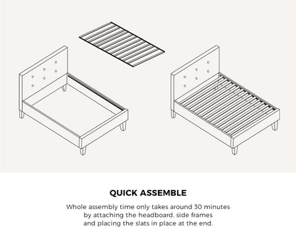 Oikiture Bed Frame Single Size Wooden Platform Beds with Mattress Grey-Bed Frame-PEROZ Accessories