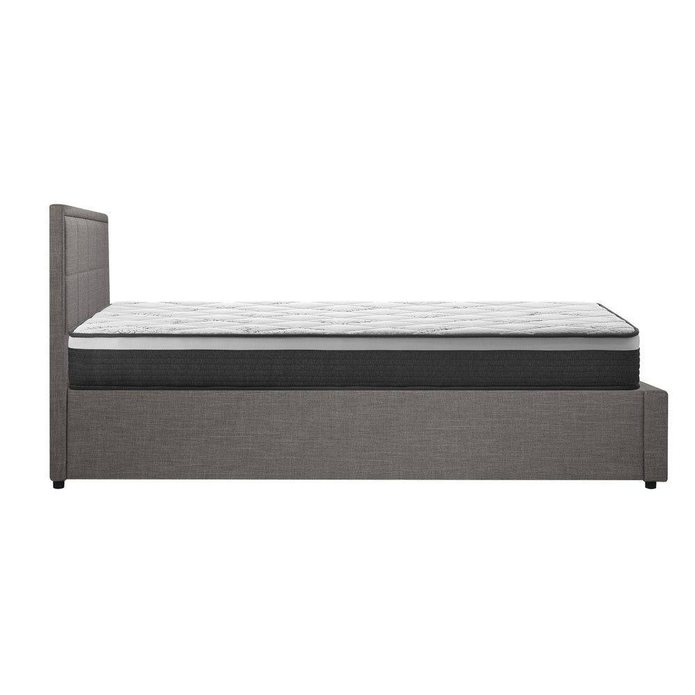 Oikiture Bed Frame With Mattress Set Double Size Gas Lift Grey BOSS-Bed Frame-PEROZ Accessories