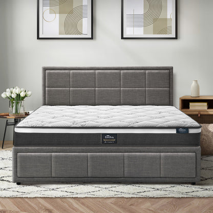 Oikiture Bed Frame With Mattress Set Double Size Gas Lift Grey BOSS-Bed Frame-PEROZ Accessories