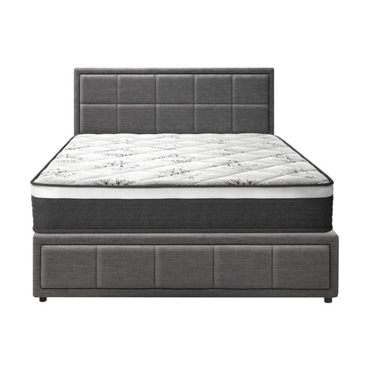 Oikiture Bed Frame With Mattress Set Queen Size Gas Lift Grey BOSS-Bed Frame-PEROZ Accessories