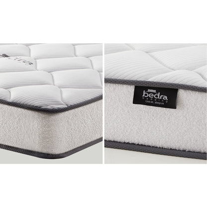 Oikiture Bed Frame with Mattress Double Size Pink Velvet-Bed Frames-PEROZ Accessories