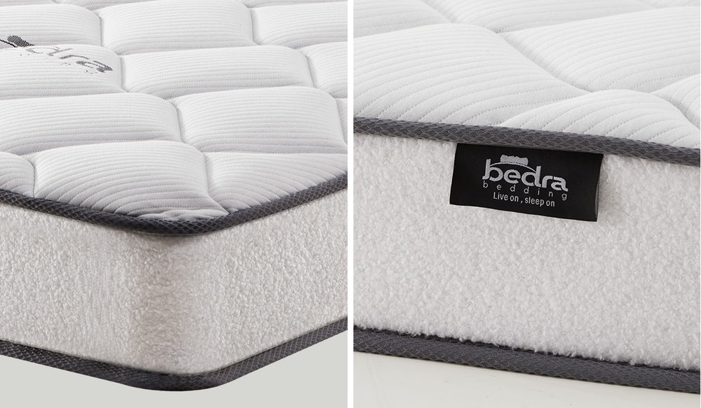 Oikiture Bed Frame with Mattress Double Size White Boucle-Bed Frame-PEROZ Accessories