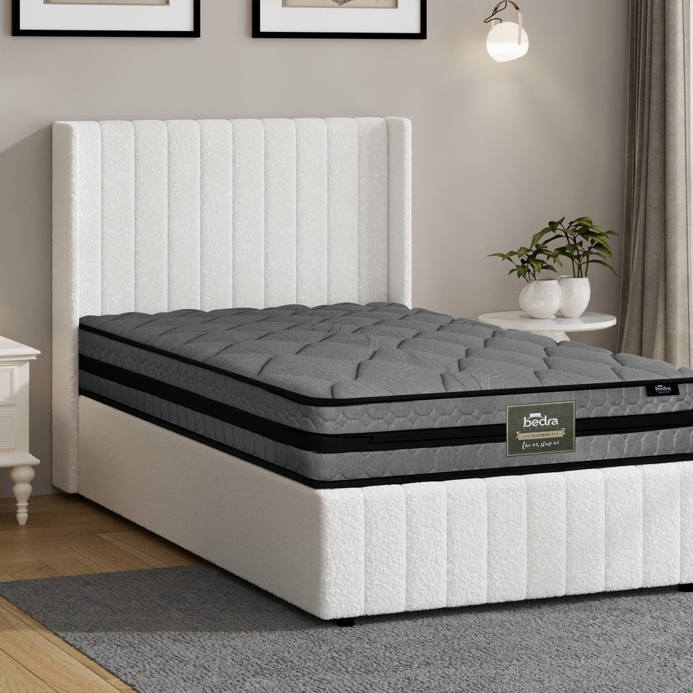 Oikiture Bed Frame with Mattress Set King Single Gas Lift Boucle BILY-Bed Frame-PEROZ Accessories