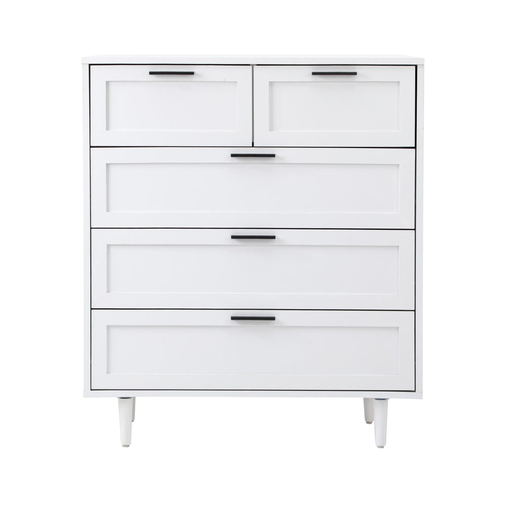 Oikiture Bedroom Set 5 Chest of Drawers and 2 Bedside Tables White-Bedroom Set-PEROZ Accessories