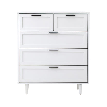 Oikiture Bedroom Set 5 Chest of Drawers and 2 Bedside Tables White-Bedroom Set-PEROZ Accessories