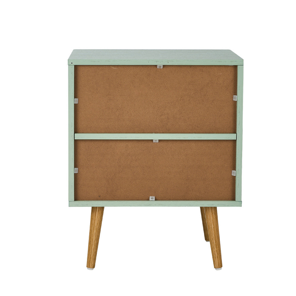 Oikiture Bedside Table 1 Drawer Open Shelf Nightstand Green-Bedside Tables-PEROZ Accessories